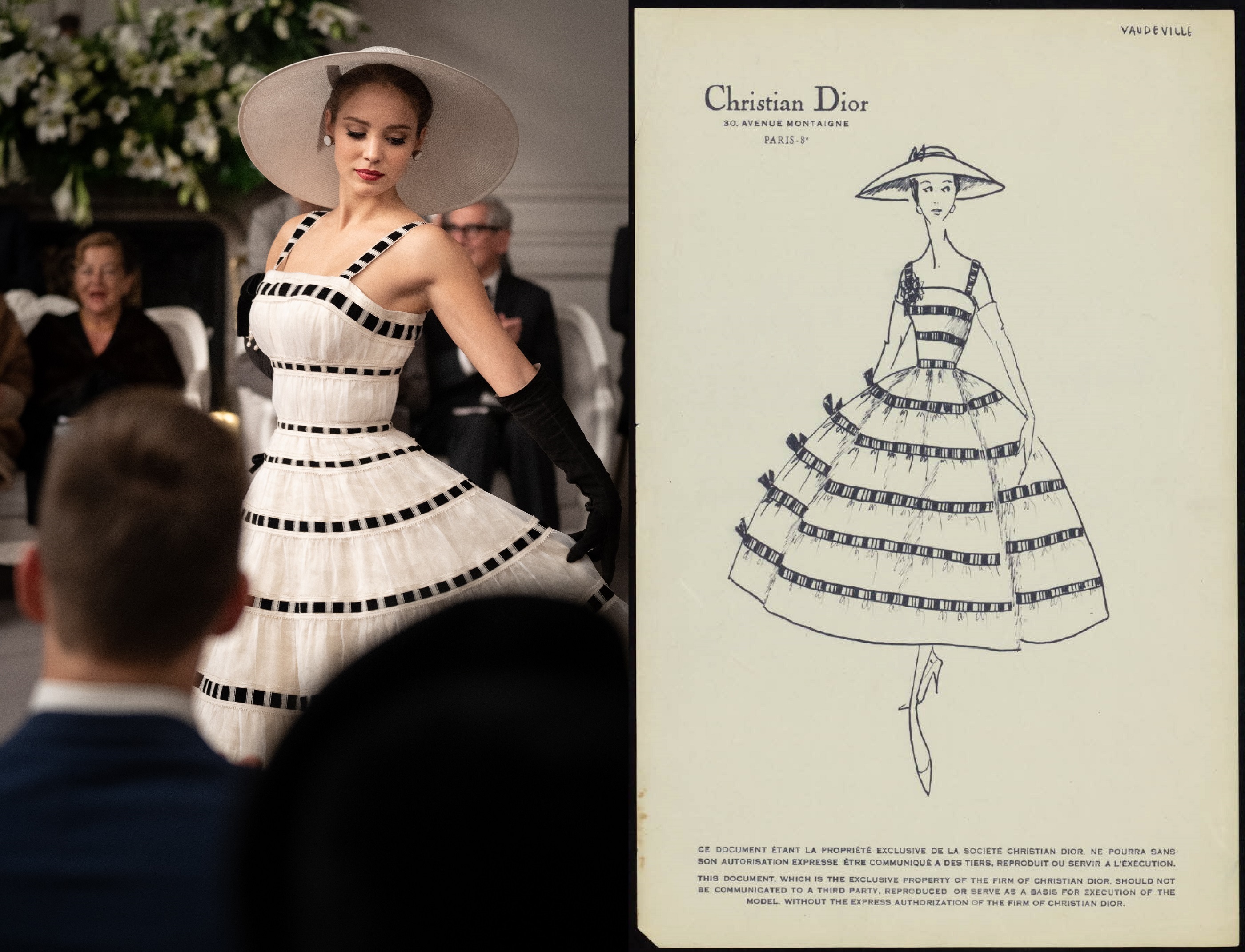 「ミセス・ハリス、パリへ行く」クリスチャン・ディオールがデザインしたドレスの写真とスケッチ画像解禁
