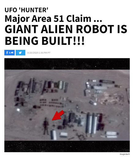 >米軍基地エリア51で巨大なエイリアンのロボットが作られている！？　UFO専門家が発見か
