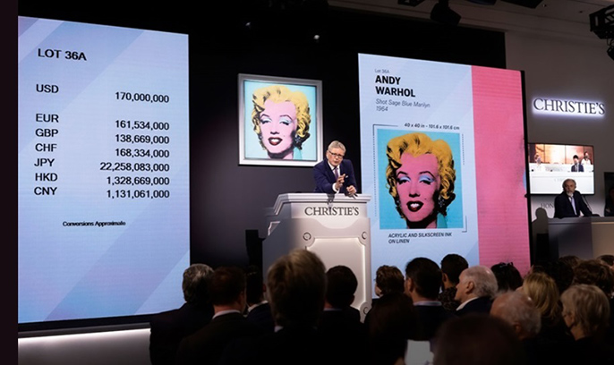  ウォーホルのマリリン・モンロー肖像画が254憶円で落札　20世紀の作品で史上最高額
